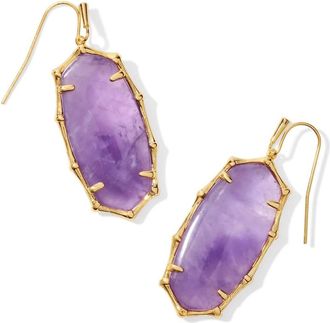 Kendra Scott Womens Elle Bamboo Frame Drop Earrings In Gold Dark Purple Amethyst