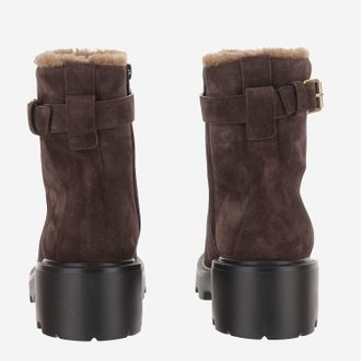 Valentino Garavani Womens Ankle Boots Suede Dark Brown