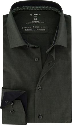 Olymp Olymp, Overhemden, Heren, Groen, XL, Katoen, Groen Business Overhemd met Unieke Print