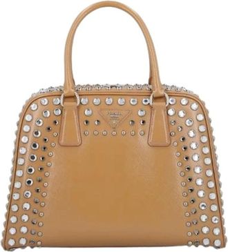 Prada Pre-owned LUX Pyramid - Dames - Vintage Handtas - Beige - ONE Size - Leer - Vintage