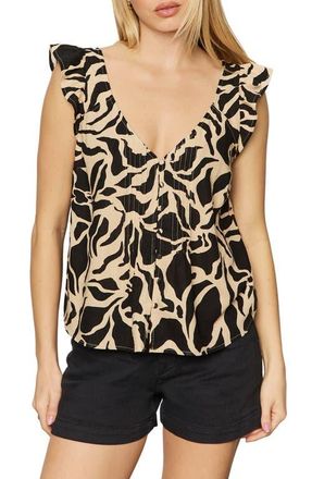 Sanctuary The Time Off Flutter Sleeve Button-Up Top in Mirage at Nordstrom, Size Large