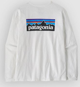 Patagonia P-6 Logo Responsibili T-Shirt manica Lunga bianco