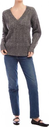 Fifteen Twenty Deliana Oversized V-Neck Sweater In Gray