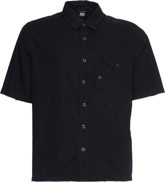 C.P. Company Black Popeline Shirt With Classic Collar