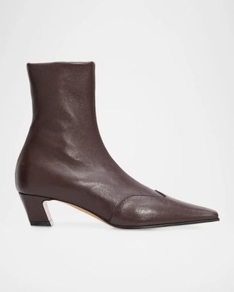 Khaite Nevada Stretch Leather Ankle Booties