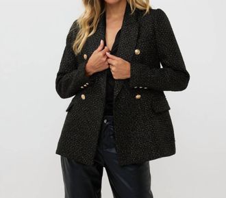 Esqualo Brigida Boucle Blazer In Black Gold