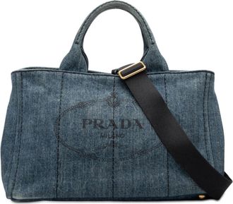 Prada Blue Denim Shoulder Bag Tote Bag (Pre-Owned)