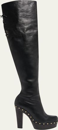 Chlo&eacute; Lola Leather Over-the-Knee Clog Boots