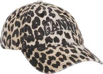 Ganni Washed Cotton Canvas Cap Leo Emb