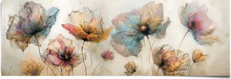 Reinders Poster »Aquarell Blumen« Wohnzimmer - Beige - 170 gr. Papier - Blumen und Pflanzen - 158x53 cm