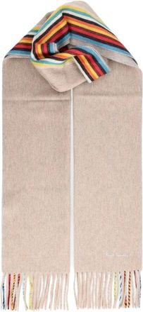 Paul Smith Signature Stripe Edge Cashmere Sjaal - Heren - Accessoires - Beige - Maat: 2XS Kasjmier