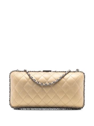 Chanel 2013-2014 Quilted Metallic Suede Chain Around Evening Clutch on Chain crossbody bag - women - Suede - One Size - Gold