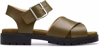 Clarks Groene Damessandaal - Premium Comfort - Dames - Sandalen - Groen - 37 EU - Leer - Schoenen