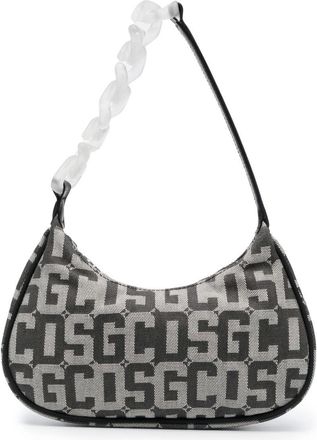 GCDS monogram chain-link shoulder bag - women - Viscose/Leather/Cotton - One Size - Black