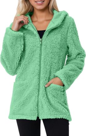 Generic Teddy Fleece Coats Winter Warm Fleece Jackets Long Sleeve Solid Color Stand Collar Tops Ladies Outwear Running Jacket Full Zip Casual Jacket Spring Fa