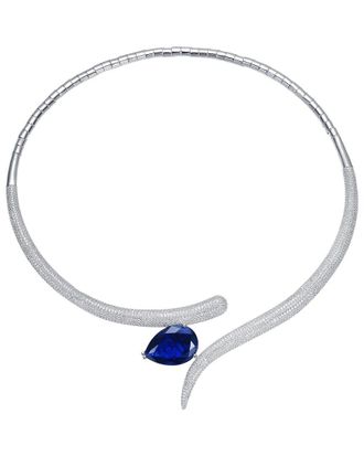Rachel Glauber Plated Cz Teardrop Necklace
