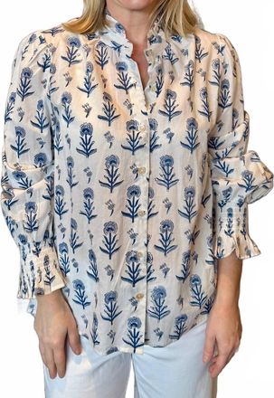 La Plage Thursday Top In Muhgal Scatter White/blue