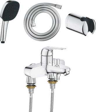 GROHE Mezclador Mec&aacute;nico De Ba&ntilde;era Grohe Swift Con Conexiones Para Barra De Ducha Idroflex + Teleducha Comfort De 2 Chorros + Flexo + Soporte