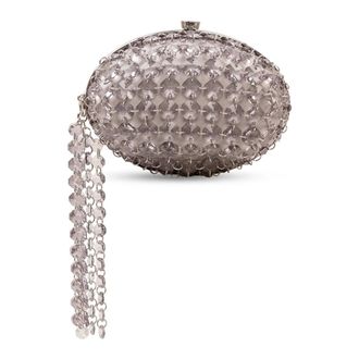 Self Portrait Oval Crystal Clutch - female - Self Portrait - Clutches - Gray - ONE SIZE - Bags