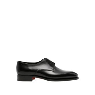 Santoni Lederen Derby Schoenen met Veters - Heren - Nette schoenen - Zwart - 44 EU - Leer - Schoenen