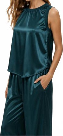 Michael Stars Shay Satin Binding Tank In Rainforest