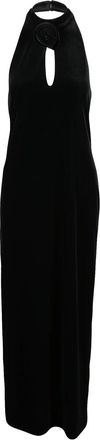 Marella Long Halter Neck Velvet Dress With Keyhole Detail