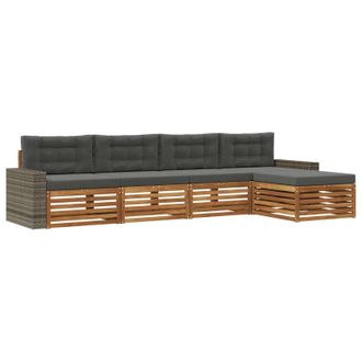 vidaXL Conjunto De Sof&aacute;s De Exterior 5 Pcs Natural Y Antracita Vidaxl