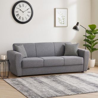 Dmora Sof&aacute; Cama Dcorv, Sof&aacute; Cama Contenedor Lineal 3 Plazas, Sof&aacute; De Sal&oacute;n En Tela Acolchada Con Apertura Clic-clac, 223x84xh80 Cm, Gris - Dmora
