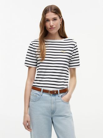 Tommy Hilfiger Womens Gold-Button Cotton Interlock T-Shirt - White - XXL