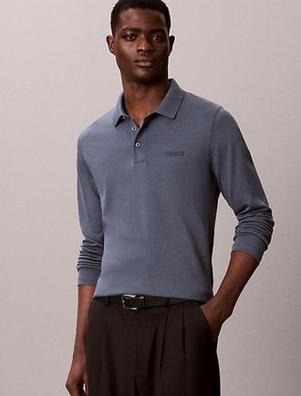 Calvin Klein Polo slim de algod&oacute;n de manga larga