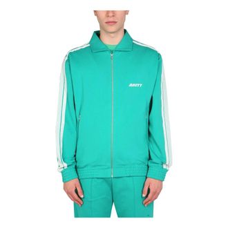 Mouty Stripe-detail Zip-up Sweatshirt - male - MOUTY - Zip-throughs - Green - M - Sweatshirts & Hoodies