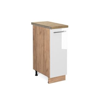 Vicco Armario De Farmacia Fame-line, Blanco Alto Brillo, 30 Cm, Et Roble
