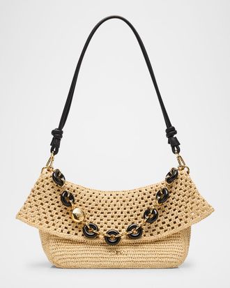 Loewe x Paulas Ibiza Ola Small Shoulder Bag in Raffia and Leather
