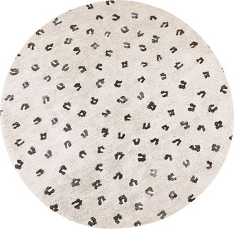 Beliani Alfombra De Algod&oacute;n Beige Claro Negro 140 Cm Patr&oacute;n Animal Manchas Afis