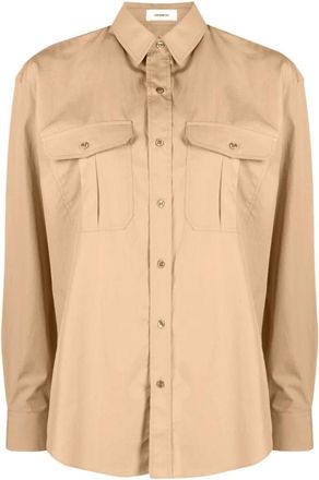Wardrobe.NYC Oversize Shirt - Dames - Overhemden - Bruin - L - Katoen - Overhemden