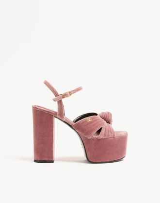 Valentino Garavani Sandalo Con Plateau Crasher In Velluto 125Mm Donna LIP 35.5
