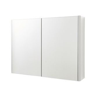 Clifton Gloss White 2-Door Mirror Bathroom Cabinet 60cm H x 80cm W | Size: 60 cm H x 80 cm W