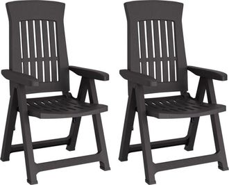 vidaXL Garden Reclining Chairs 2 pcs Anthracite PP vidaXL