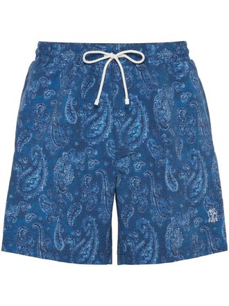 Brunello Cucinelli Zwembroek met paisley-print - Blauw