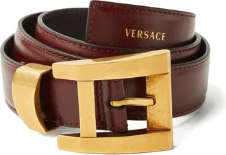 Versace Silk And Nylon Belt With Gold-Tone Buckle And Logo Detail