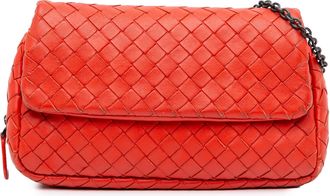 Bottega Veneta Pre-owned Womens Chain Pouch Woven Leather Bag - Orange - One Size