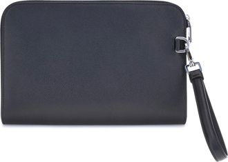 Dolce & Gabbana Mens Leather Pouch, Black Calf Clutch Bags