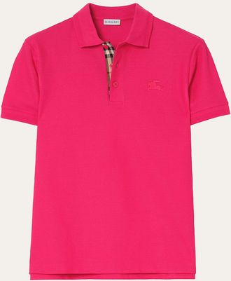 Burberry Mens Check-Placket Cotton Pique Polo Shirt