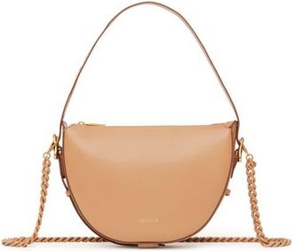 Senreve Mini Fortuna Smooth Leather Convertible Crescent Shoulder Bag in Biscotti at Nordstrom