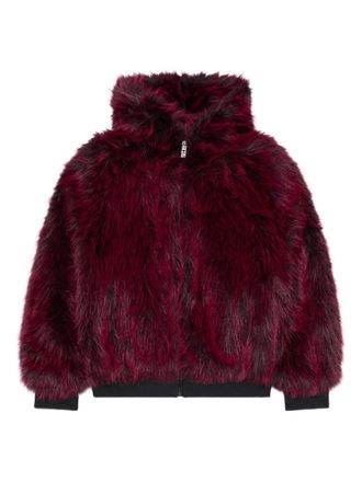 GCDS fur hood jacket - Red