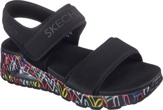 Skechers Sandale SKECHERS UNO, Damen, Gr. 35, schwarz, Textil, kontrastfarbene Details, Schuhe Sandale, Sommerschuh, Strandschuh mit Skech-Air Luftkissensohle