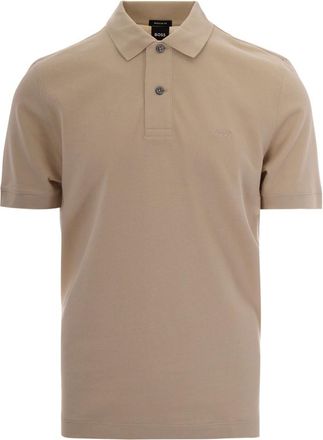 HUGO BOSS Natural Solid Shirt Collar Polo