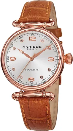 Akribos XXIV Akribos Xxiv Womens Genuine Leather Diamond Watch