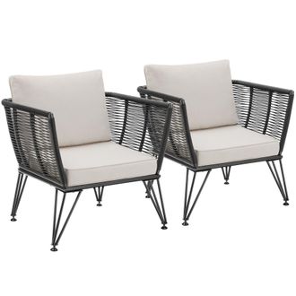 TecTake Garden Chair Sundo - thick seat cushions, removable cushion covers in Dark Grey | Size: 2 Seater