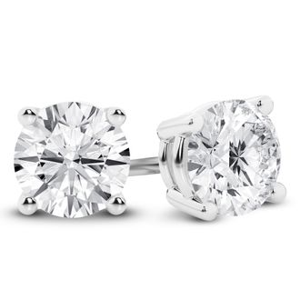 Grown Brilliance 14K White Gold IGI Certified 4 Carat Round Cut Lab Grown Diamond Stud Earrings for Women, VS Clarity, E-F Color